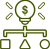 Ícone verde com lâmpada e símbolo de dólar, representando a criação e modelagem de negócios.